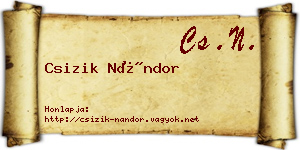 Csizik Nándor névjegykártya